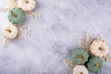White and green decorative pumpkin