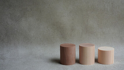 木製積み木円柱のオブジェ　文字入れのできるコピースペースのある素材