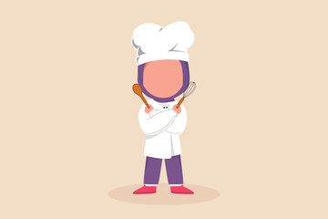 Little girl wants to become a chef. Children dream of the future. Kid dreaming concept. Vector Illustration. 