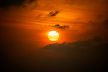 sunset over the clouds.