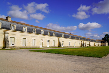 the Corderie Royale facade center of Rochefort city France on the banks of the Charente River and...