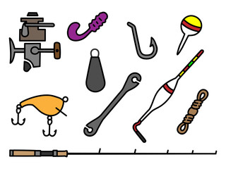 釣り道具のイラストセット