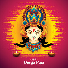 Indian religion festival durga puja face card background