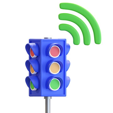 smart traffic light system internet of thing 3d icon illustration