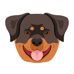 Rottweiler's head on a white background. Cartoon design.
