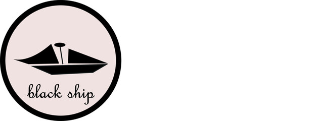 logo vector ship  black background
