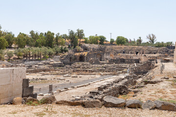 Partially restored ruins of one of the cities of the Decapolis - the ancient Hellenistic city of Scythopolis near Beit Shean city in northern Israel