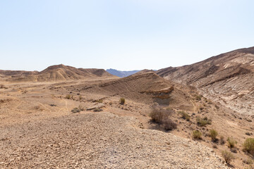 The majestic  beauty of the boundless stone Judean desert in southern Israel