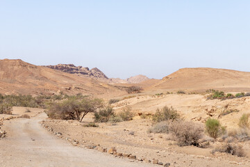 The majestic  beauty of the boundless stone Judean desert in southern Israel