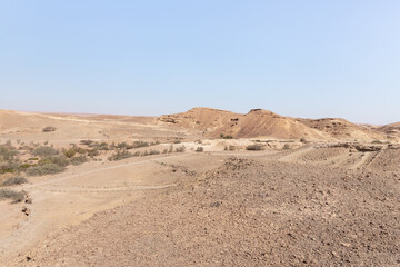 The majestic  beauty of the boundless stone Judean desert in southern Israel