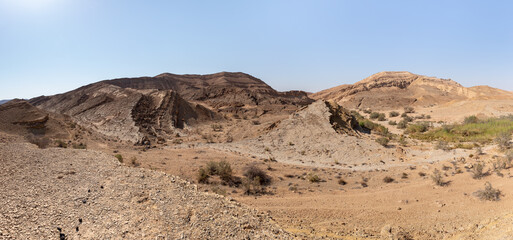 The majestic  beauty of the boundless stone Judean desert in southern Israel