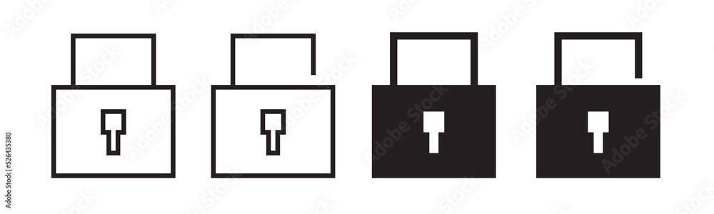 Poster Lock outline and solid style icon design vector. Security system symbol illustration.	