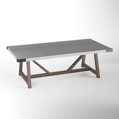 modern minimal furniture with white background studio style, its mixer of different wooden vs concrete textures, some are wire-frame furniture some are good quality pink furniture