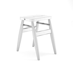 modern minimal furniture with white background studio style, its mixer of different wooden vs concrete textures, some are wire-frame furniture some are good quality pink furniture