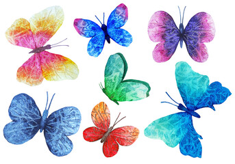 watercolor butterflies set