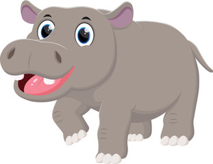 Obraz na płótnie Canvas Cartoon happy hippo isolated on white 
