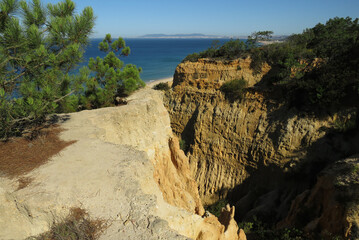 Seascape in the Natural Park Arriba Fossil of Caparica during summer.
South Lisboa. Portugal.