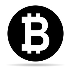 Bitcoin web coin shadow, internet electronic crypto design symbol, digital pay vector illustration