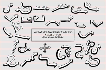 Hand drawn doodle arrows are suitable for use as design elements, office assignments, school assignments, presentation elements, and others
