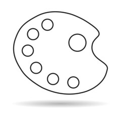 Flat art tool palette with paints color shadow, artist web design graphic vector illustration