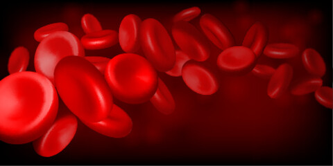 Red blood cells flow inside in artery. Vector medical concept