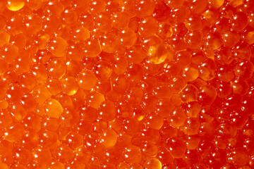 Red caviar as an abstract background. - obrazy, fototapety, plakaty