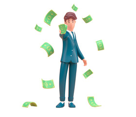 Business Man with Money. 3D render
