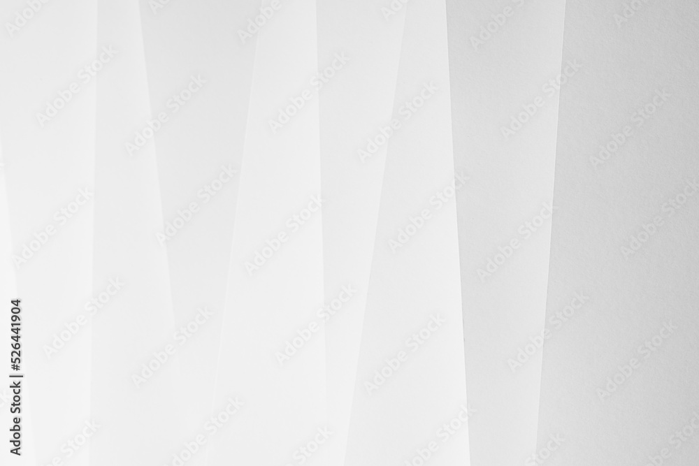 Poster white abstract geometric background with soft light paper inclined vertical lines or surfaces with g