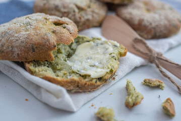 Savory cheese scones with spinach