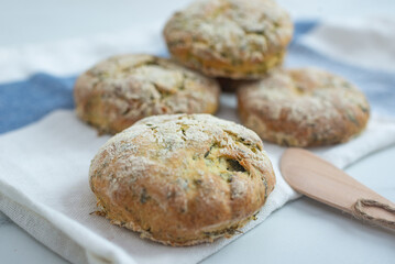 Savory cheese scones with spinach