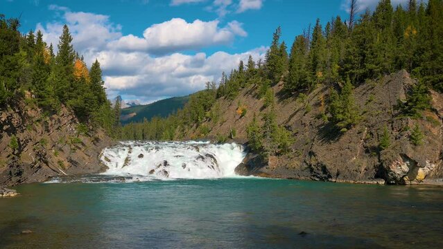 Bow Falls near the village of Banff in the Canadian Rockies, Alberta, Canada