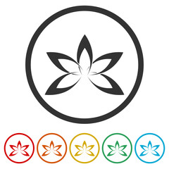Lotus logo, Flower of Life icon. Set icons in color circle buttons