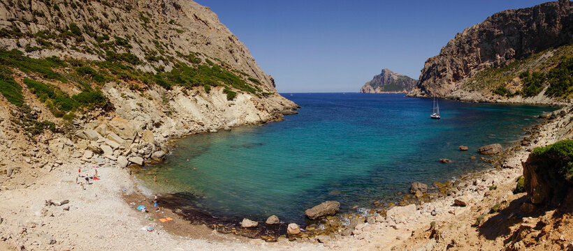 playa de Cala Boquer, peninsula de Formentor, Pollen&ccedil;a. Parque natural de la Sierra de Tramuntana. Mallorca. Islas Baleares. Spain.