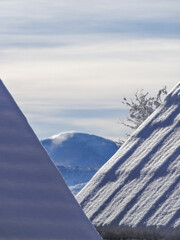 snow covered mountains