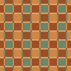 Geometric plaid seamless pattern in retro style. Brown vintage autumn plaid. Vector illustration.