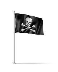 Pirate flag, Jolly Roger isolated on white