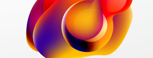 Fluid abstract background. Liquid color gradients composition. Round shapes and circle flowing design for wallpaper, banner, background or landing
