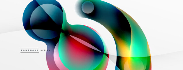 Fluid abstract background. Liquid color gradients composition. Round shapes and circle flowing design for wallpaper, banner, background or landing