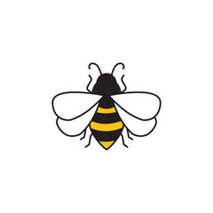 Bee line art icon design template vector illustration