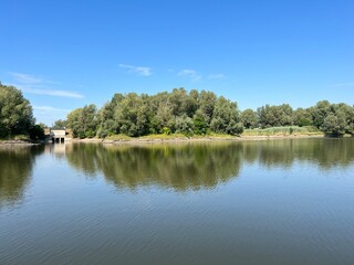 Obraz premium Lake Veliki Sakadas and floodplain forests, Kopacki rit Nature Park - Kopacevo, Croatia (Jezero Veliki Sakadaš i poplavne šume, Park prirode Kopački rit - Kopačevo, Hrvatska)