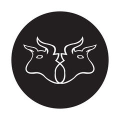 Two bull circle animal logo 