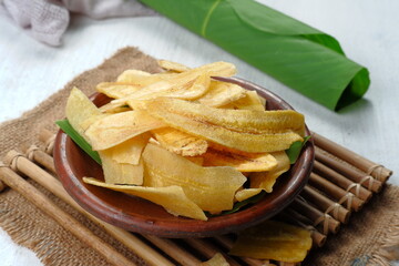 Keripik Pisang or Banana Chips, Indonesian traditional snack 