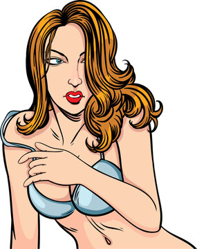sexy dress woman.  pop art retro illustration comic style, transparent background 