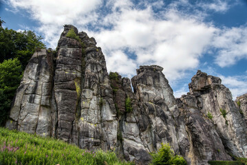 Natural and cultural monument Externsteine in the Teutoburg Forest in Germany