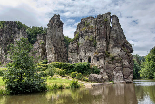 Natural and cultural monument Externsteine in the Teutoburg Forest in Germany