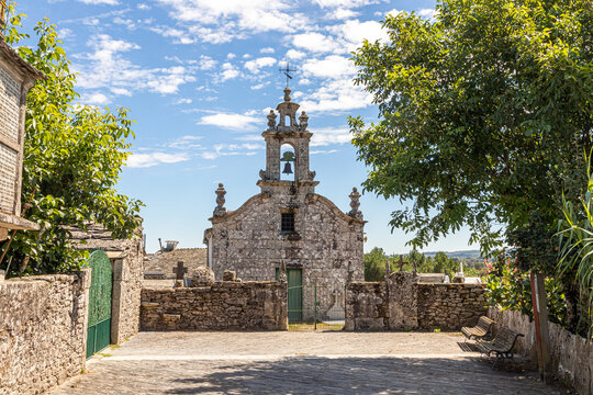 Boveda de Mera, Spain. The Church of Santalla or Saint Eulalia, a 18th Century Roman catholic temple in Galicia