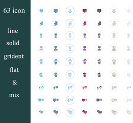 web design and optimization icon in filled, thin line, outline, gradient and stroke style. Vector illustration of four colored and black server service vector icons