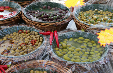 many typical products of Southern Italy such as olives and chillies
