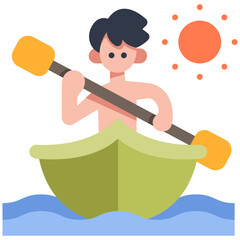 kayaking and sun icon