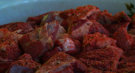 The meat is sprinkled with cumin